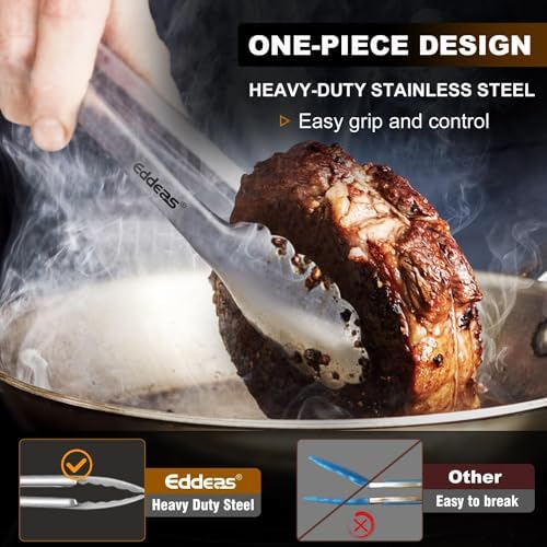 2PCS 7Inch Tongs for Cooking Heavy Duty All Metal Kitchen Tongs