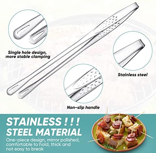 meekoo 6 Pcs Stainless Steel Korean BBQ Grill Tongs