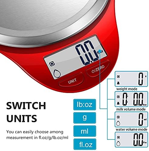 NUTRI FIT Food Scale Digital Kitchen Scale Weight Grams and Ounces Red