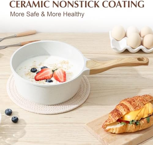 SENSARTE 2.5 QT Ceramic Nonstick Saucepan with Lid, PTFE/PFAS/PFOA Free