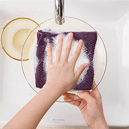 Homaxy 100% Cotton Waffle Weave Kitchen Dish Cloths 6-Pack, Purple