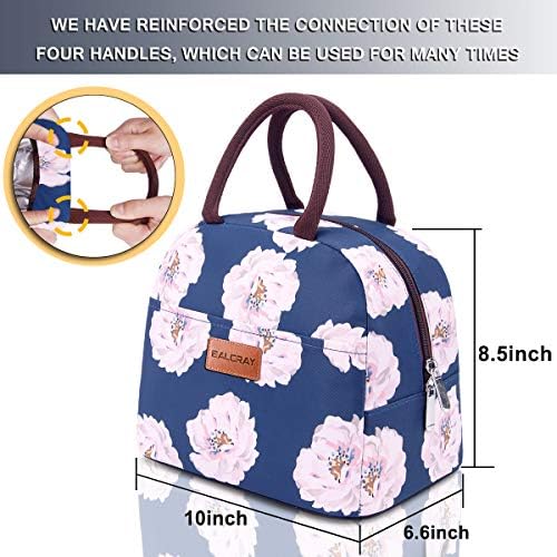 BALORAY Lunch Bag for Women Men Adult Lunch Box (Pink Flower), M