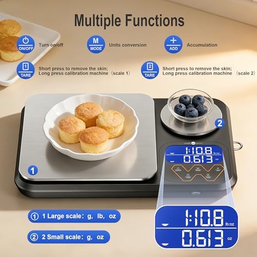 Rechargeable Digital Dual Platform Food Kitchen Scales Weight