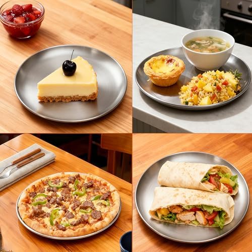 13.5 Inch Pizza Pans for Oven 2 Pack Stainless Steel Baking Sheet Round Plates for Cake Pie and Salad Pizza Steel Tray Oven Dishwasher Safe & Easy Clean