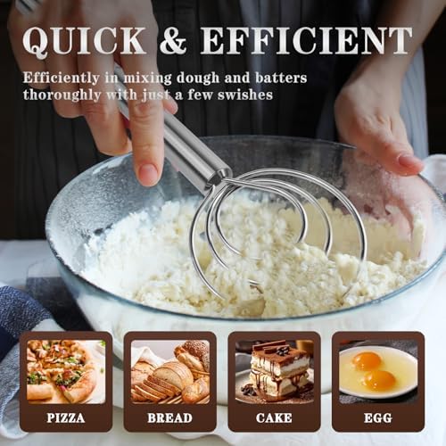 TEEVEA Danish Dough Whisk Stainless Steel for Sourdough Bread
