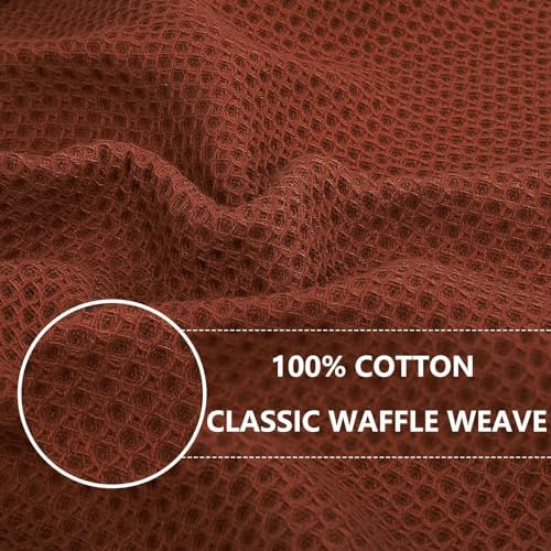 Homaxy 100% Cotton Waffle Weave Kitchen Dish Cloths 18-Pack, Rust