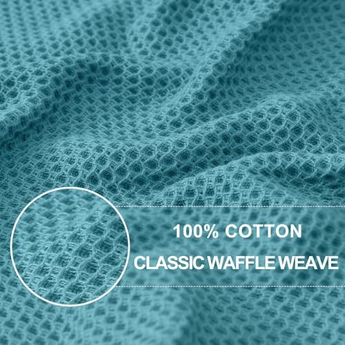 Homaxy 100% Cotton Waffle Weave Kitchen Dish Towels 8-Pack, Lake Blue
