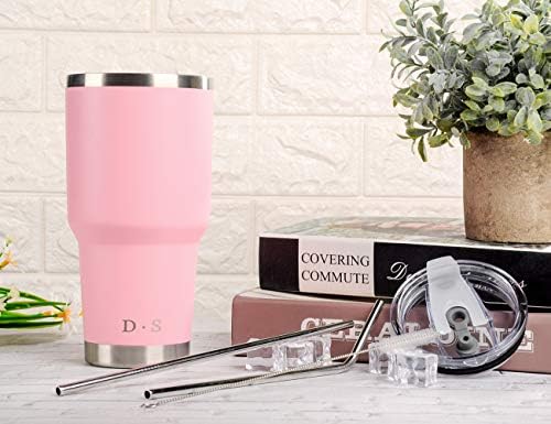 D·S 30 oz Pink Tumbler Double Wall Vacuum Insulated Travel Coffee Mug