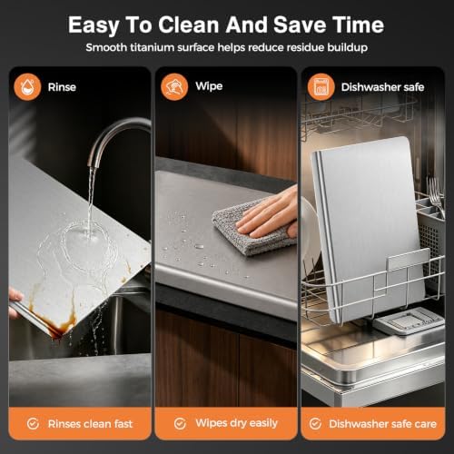 Titanium Cutting Boards for Kitchen, Non-Toxic Pure Titanium Chopping & Kneading Board with Cutting Mat, Dishwasher Safe for Meat, Fruit, Vegetables & Bread,20 * 16