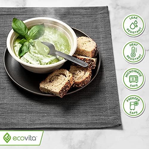 Ecovita 100% Compostable Paper Bowls [16 oz.] – 150 Disposable Bowls Eco Friendly Sturdy Tree Free Liquid and Heat Resistant Alternative to Plastic or Paper Bowls
