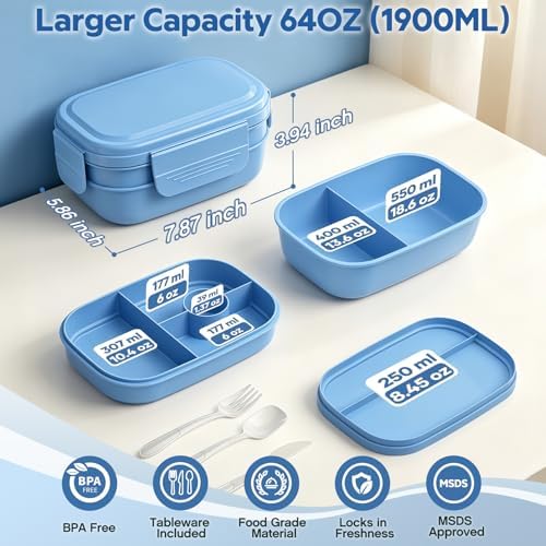 Bento Box Adult with Insulated Lunch Bag - 3 Stackable Leak-Proof Lunch Box