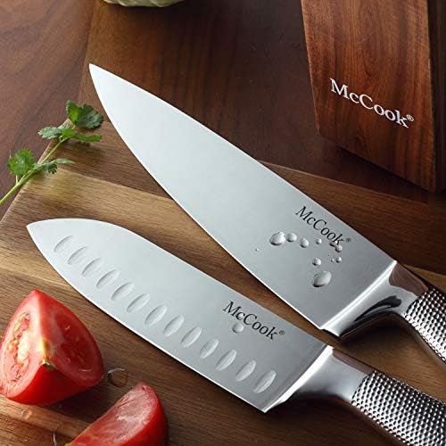 McCook Knife Set Sharp Kitchen Knife Block Set w Built-in Sharpener