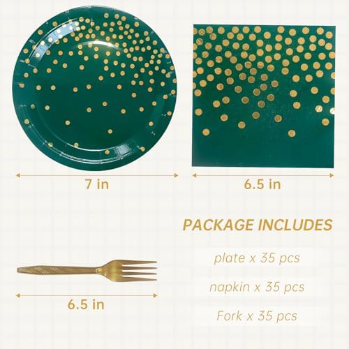 Green Paper Plates and Napkins Party Supplies Serve 35 Guests