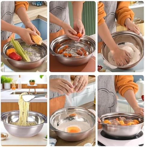 Extra Large 5.5QT Stainless Steel Colander, Large Capacity Rice Colander with Mixing Bowl, Rice Strainer for Vegetables, Fruit, Spaghetti, Pasta Strainer, Dishwasher Safe(2PC)