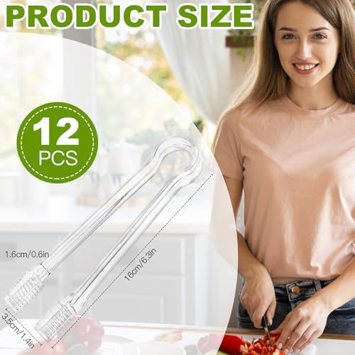 Ninsula 12 PCS Plastic Serving Tongs, 6.3 Inches Disposable Clear Tongs