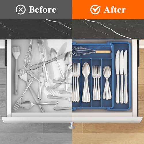 Lifewit Expandable Silverware Drawer Organizer, Kitchen Utensil Tray