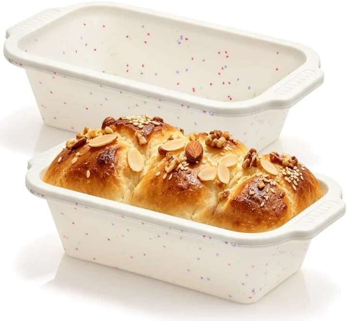 2 Pack Silicone Bread Loaf Pans, Metal Reinforced Bread Pan Small Loaf Pans