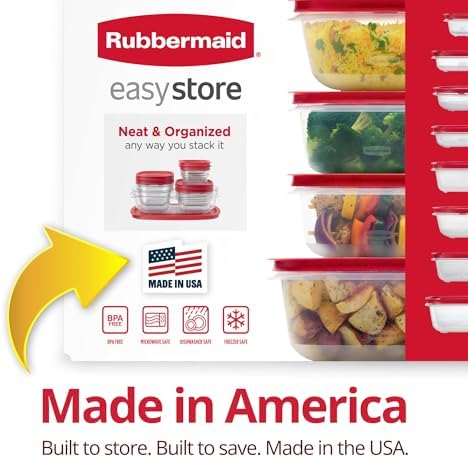 Rubbermaid EasyStore Containers, 38-Piece Set, Food Storage Containers, Food Storage Containers with Lids