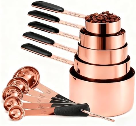 Bopei 10-Pcs Stainless Steel Measuring Cups & Spoons Set, Rose Gold