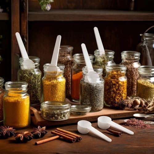 Patelai 20 Pack 15ml/15cc Plastic Tablespoon White Measuring Spoons Long Handle Tablespoon for Coffee, Pet Food, Grains, Protein, Spices and Other Dry Goods