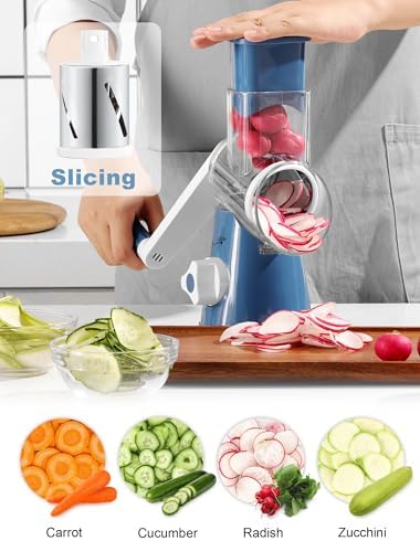 GDL Cheese Grater Hand Crank, Rotary Cheese shredder, Vegetable Slicer