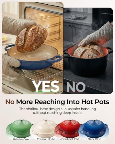 5QT Enameled Cast Iron Sourdough Bread Oven for Homemade, Blue