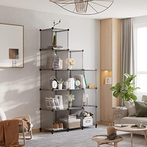 AWTATOS 12 Cube Storage Organizer, Closet Organizer Storage Shelves, Grey