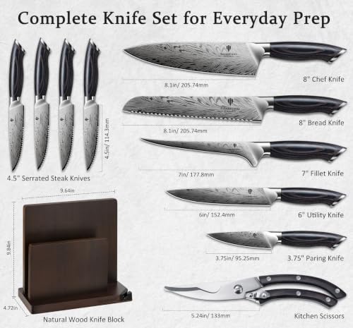 11 PCS Knife Set, Magnetic Knife Block Set in Powder Steel