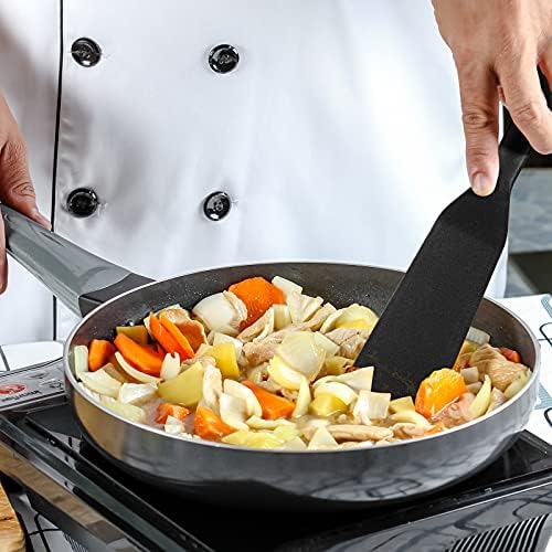Zopeal 2 Pcs Narrow Silicone Crepe Spatula Long Non Stick,Black