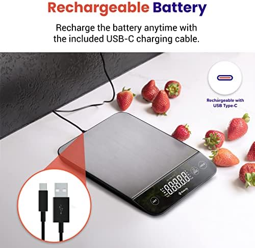 Etekcity 22lb Food Kitchen Scale, USB Rechargeable, IPX6 Waterproof