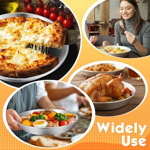3 Pcs Deep Stainless Steel Pie Pan Set - Thickened Metal Baking Pans for Oven, Rust Proof Pie Plates for Kitchen(9.5 Inches,Standard Version)