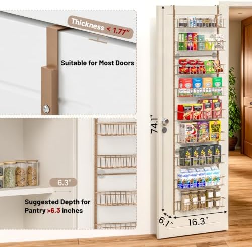 ElegantArray 9-Tier Pantry Door Organizer, Brown
