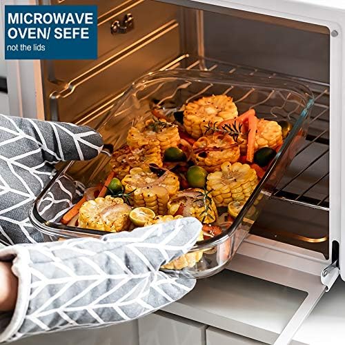 M MCIRCO 8 Piece Deep Glass Baking Dish with Lids, BPA free, Green