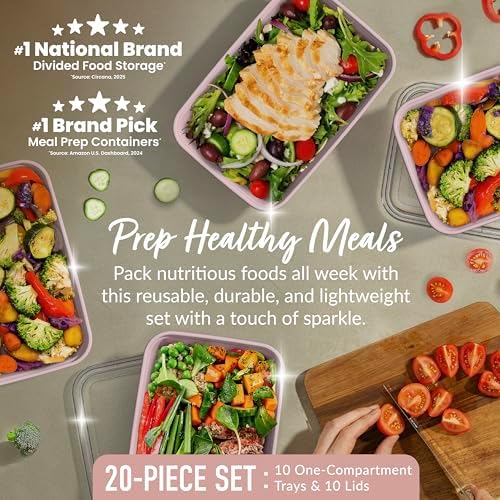 Bentgo Prep 1-Compartment Meal Prep Containers with Lids, 20 Piece Set