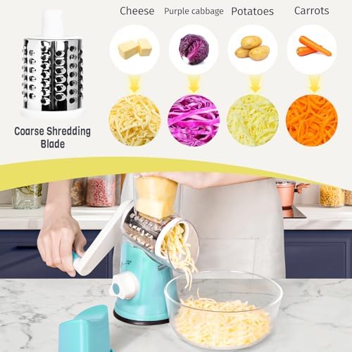 X Home Rotary Cheese Grater, Blue, for Kitchen