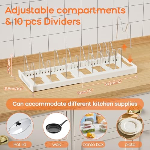Nigelia 22" Expandable Pots and Pans Lid Organizer Under Cabinet (2 Pack)