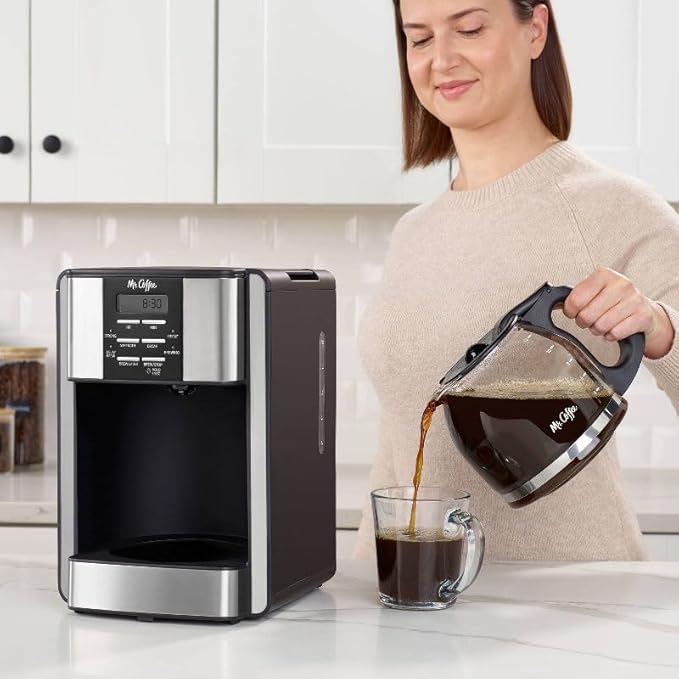 Mr. Coffee 12-Cup Programmable Coffee Maker Black/Stainless Steel: Drip, Automatic Shut-Off, Dishwasher-Safe Parts