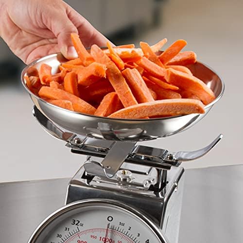 San Jamar Escali Promzr Mechanical Dial Scale with Bowl for Kitchens and Restaurants, Metal, 2 Pounds, Silver