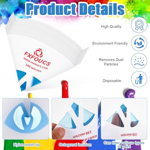 FXFOUCS 1000 Pack of Premium Paint Strainers with 190 Micron Fine Mesh Filters - 3D Printing Ultra-Flow Blue Nylon Cone Strainers for Paint and Fluid Filtration