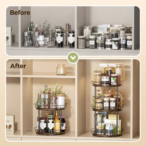 LAMU 3 Tier Lazy Susan Turntable Rotating Spice Rack Organizer for Cabinet