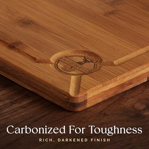 Pre-Oiled, Non Toxic 3-Piece Carbonized Bamboo Cutting Board Set
