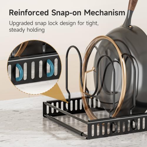 MUDEELA Pot Lid Organizer for Cabinet, Expandable Baking Pan Rack 12 Slots