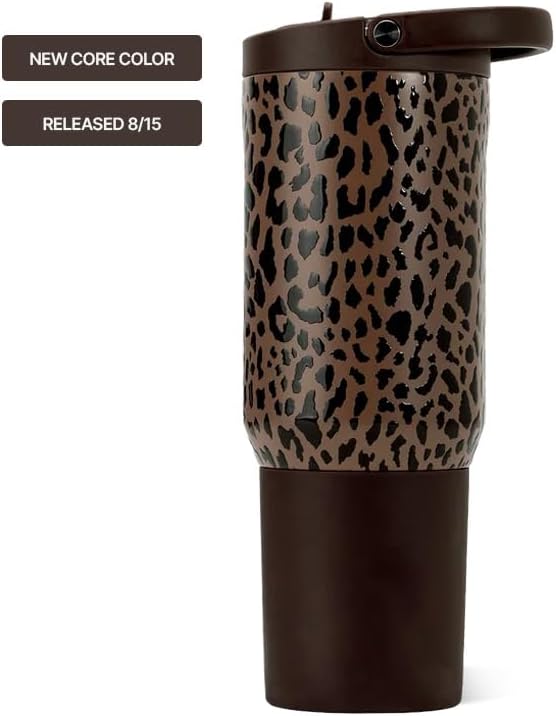 HydroJug Sport 20 oz Insulated Stainless Steel Water Bottle, Brown Leopard