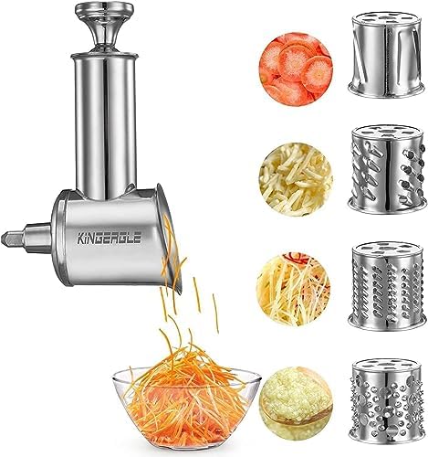 KINGEAGLE Stainless Steel Slicer Shredder Attachment For KitchenAid Mixer, Cheese Grater, Food Slicer, Accessories For KitchenAid, 6.9*5.4 Inch
