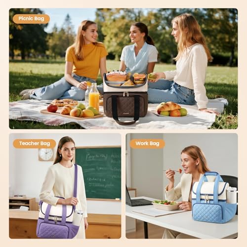 LOVEVOOK Insulated Lunch Box for Women,Large Double Deck Adult Lunch Bag