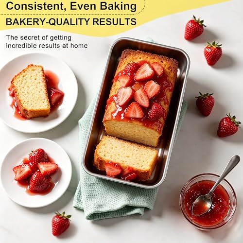 Homikit 9x5 Inches Stainless Steel Loaf Pan, 3 Pack Bread Pan Set Non Toxic