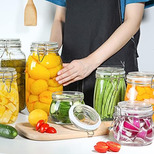 ComSaf Round Small Glass Pantry Jars with Airtight Lids 17 oz 6 Pack