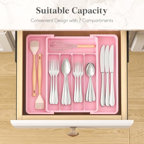 Lifewit Expandable Silverware Drawer Organizer, Kitchen Utensil Tray