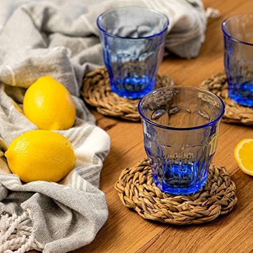 Duralex Made in France Picardie Marine Glass Tumbler Drinking Glasses, 7.75 ounce - Set of 6, Marine Blue
