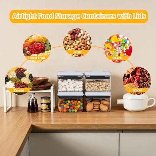 Pop Push Button Airtight Food Storage Containers 4 Pack (0.7Qt)